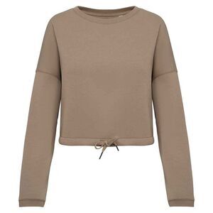 Native Spirit Womens/Ladies Oversized Crop Sweatshirt / Wet Sand